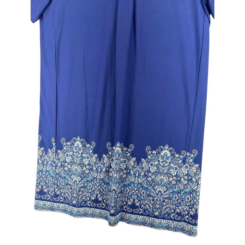 J Jill Wearever Collection Dress M Blue Boho Paisley Border Pockets Stretch Eco - Picture 7 of 10
